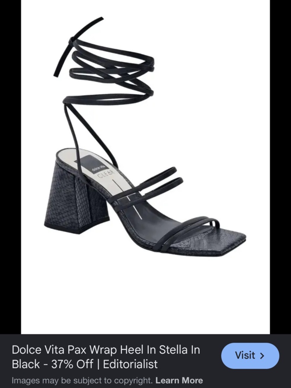 Dolce Vita Black Wrapped-Strap Block Heel Sandal Pax Wrap Stella